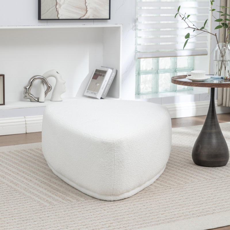 Sam Faux Fur Upholstered Ottoman, White
