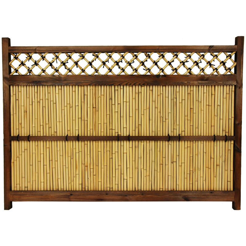 Japanese Zen Garden Fence Panel, 4' H x 5.5' W, Light Bamboo