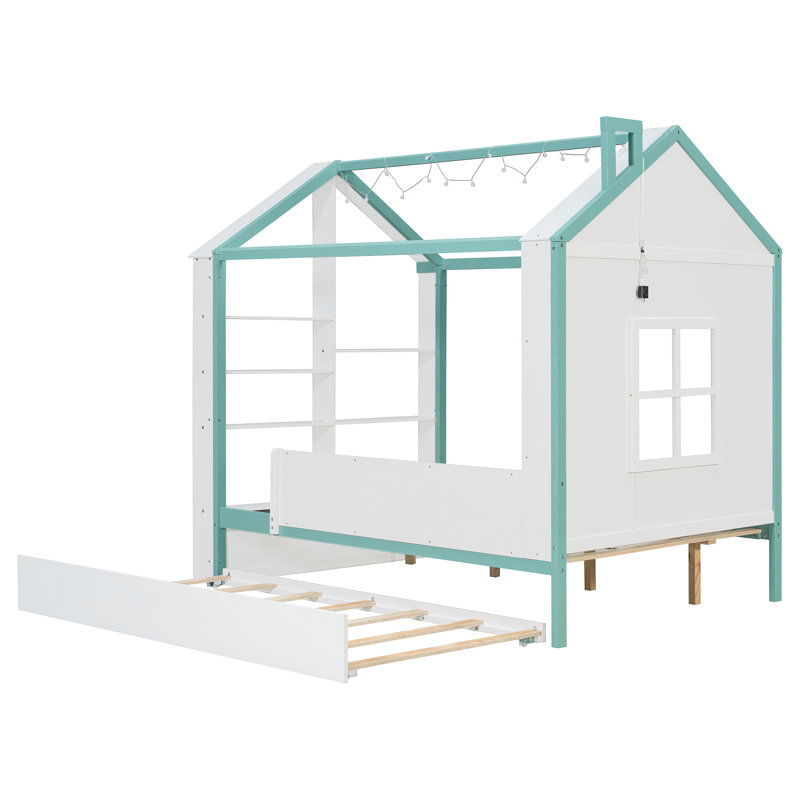 Lits avec rangement, cadre de maison en panneau de fibres à densité moyenne, chambre d'enfant moderne