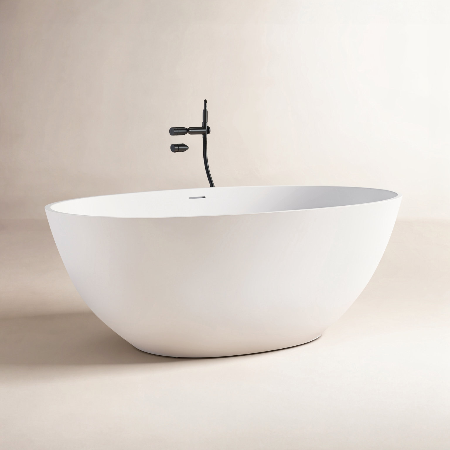 Forma 55" Solid Surface Soaking Bathtub, White