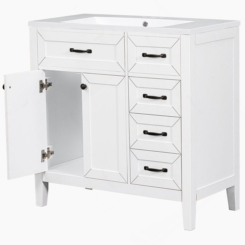 Ensemble de meuble-lavabo avec tiroirs, Blanc