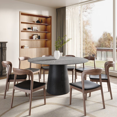 Ensemble de table de salle à manger à piédestal moderne avec chaises à dossier courbé