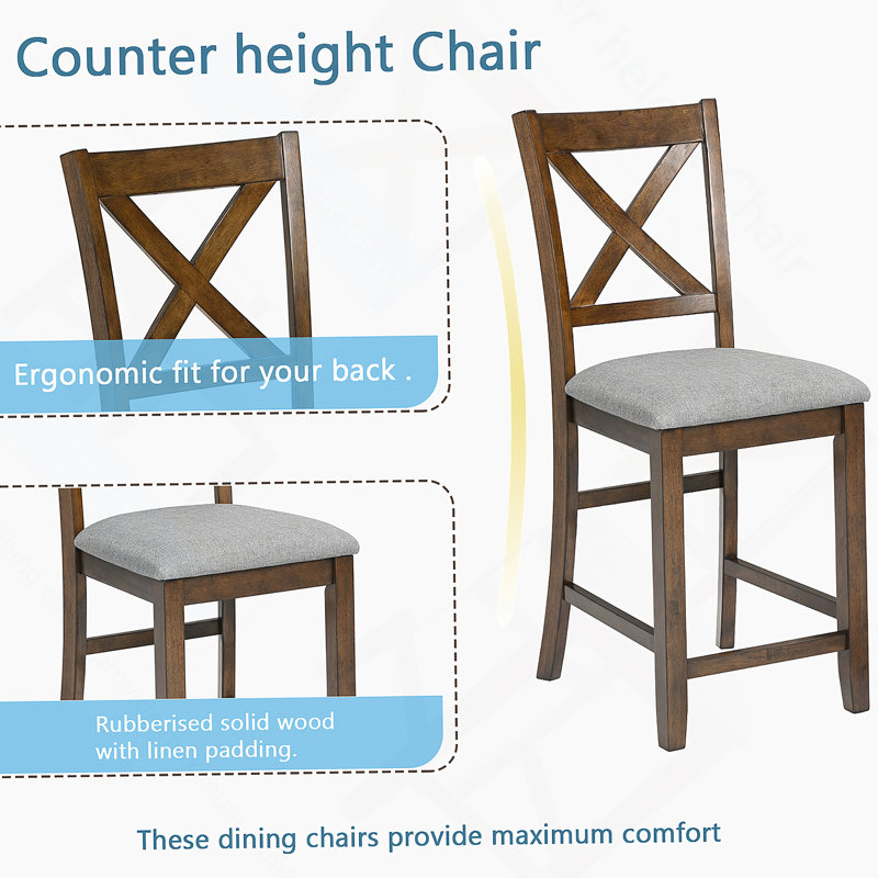 Ensemble de table de salle à manger 5 pièces pour 4 personnes, ensemble de table de cuisine à hauteur de comptoir avec table carrée