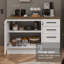 Latitude Run® Coffee Bar Cabinet with 2 Doors & 3 Drawers – Pantry Storage for Coffee Makers, Supplies & Snacks - White