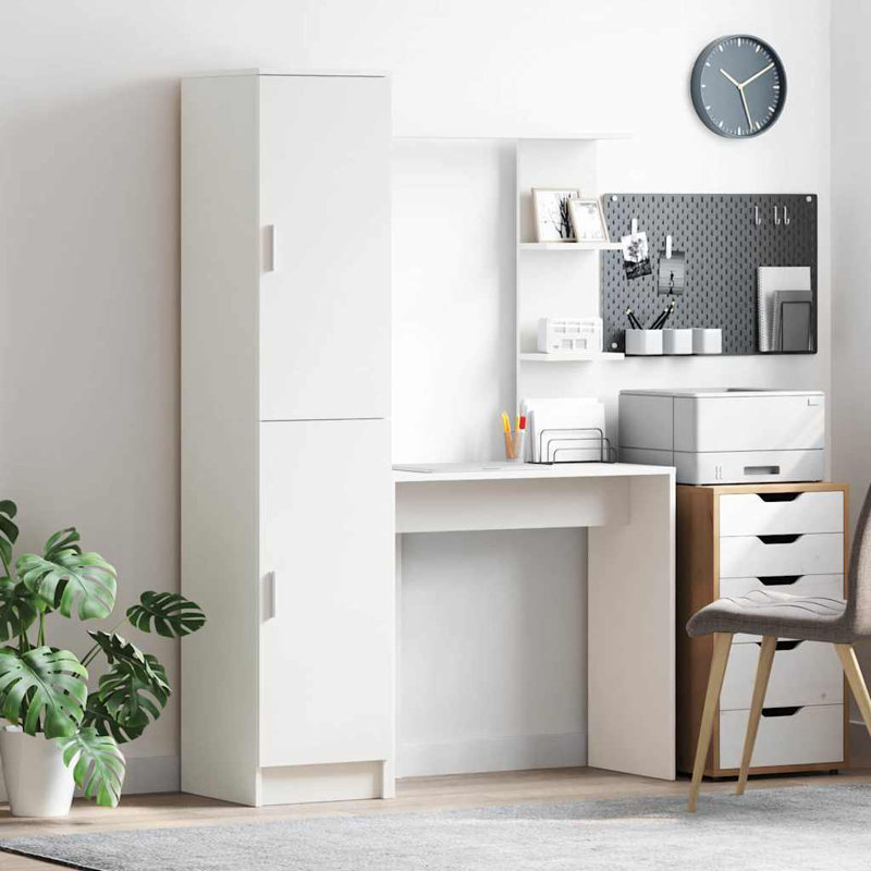  Desk With Storage 2 Pcs 78.5 X 37 X 154.5 Cm, White