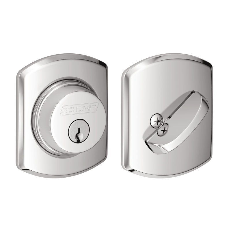 Greenwich Single Cylinder Deadbolt, Polished Chrome