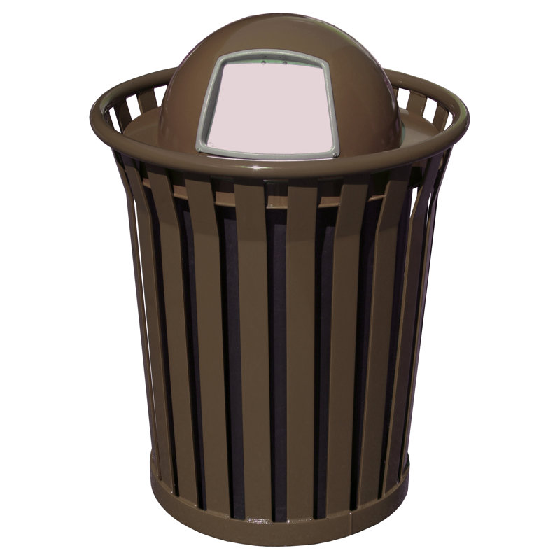 Poubelle à balançoire 36 gallons receptacle Wydman, Brun, Dessus en dôme