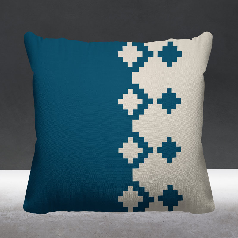 Coussin intérieur / extérieur Moki Southwestern, L 17 po x H 17 po, Turquoise