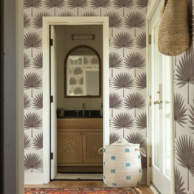 Stamped Palm Peel and Stick Wallpaper