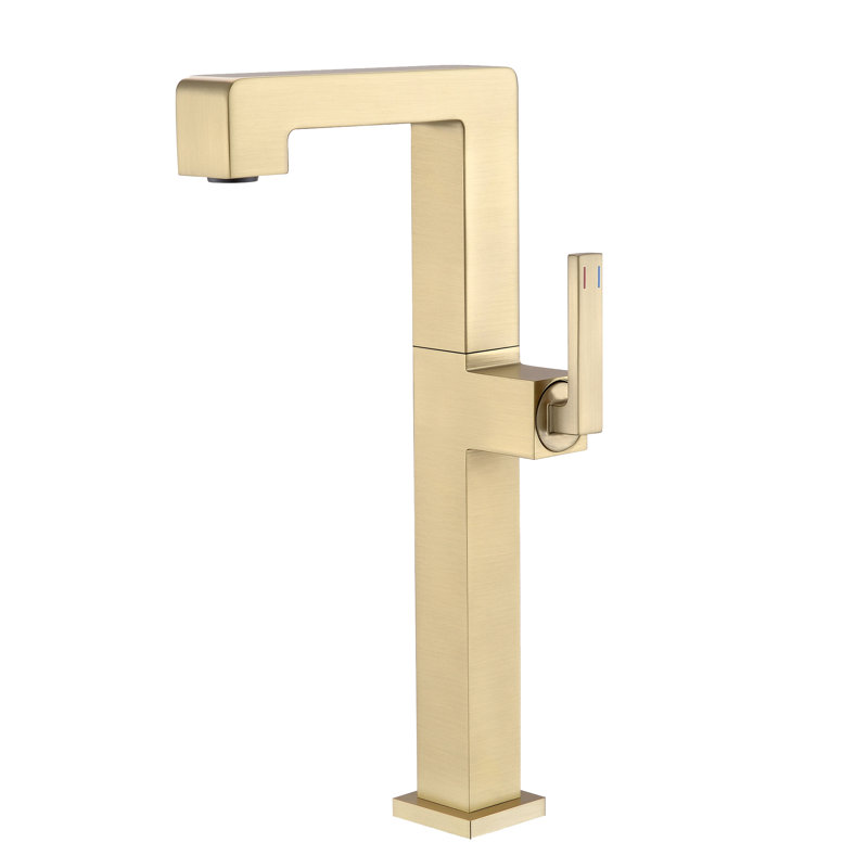 10.4" Solid Brass Vessel Sink Faucet Single-handle Bathroom Faucet, Brushed Gold, Drain Assembly Not Included