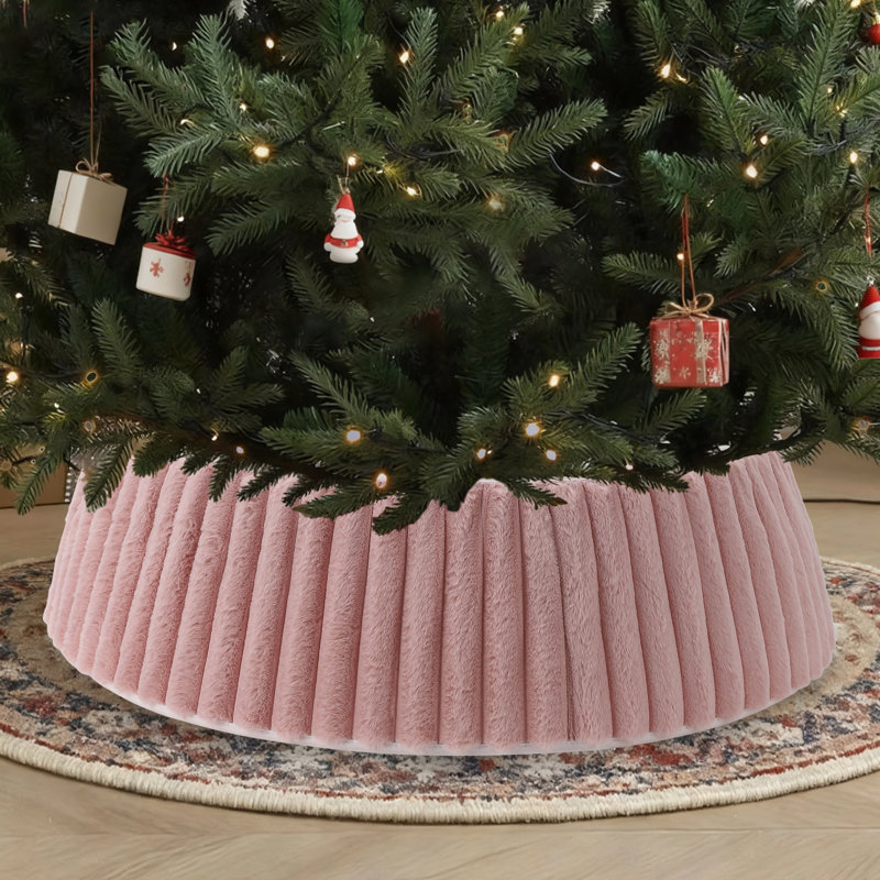 Adjustable Plush Simple Christmas Tree Tree Surround, Pink
