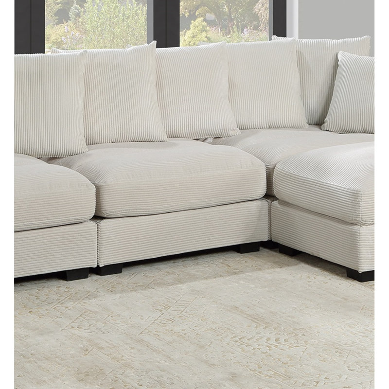 Beatt Modern Canapé Modulaire Contemporain 4Pc Ensemble modulaire en velours côtelé LAF RAF Chaises Chaise sans accoudoirs Repose-pieds