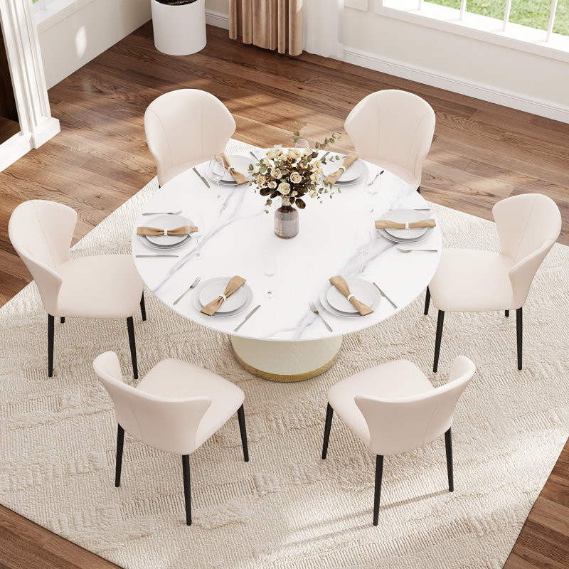 Humbert Stone Top Dining Set, 29.53" H x 59.05" W x 59.05" D, White