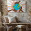 Toile, "Vibrant Illustration" mettant en vedette des mains variées de tons de peau variés s'emboîtant autour d'un globe stylisé sur toile-1401710484