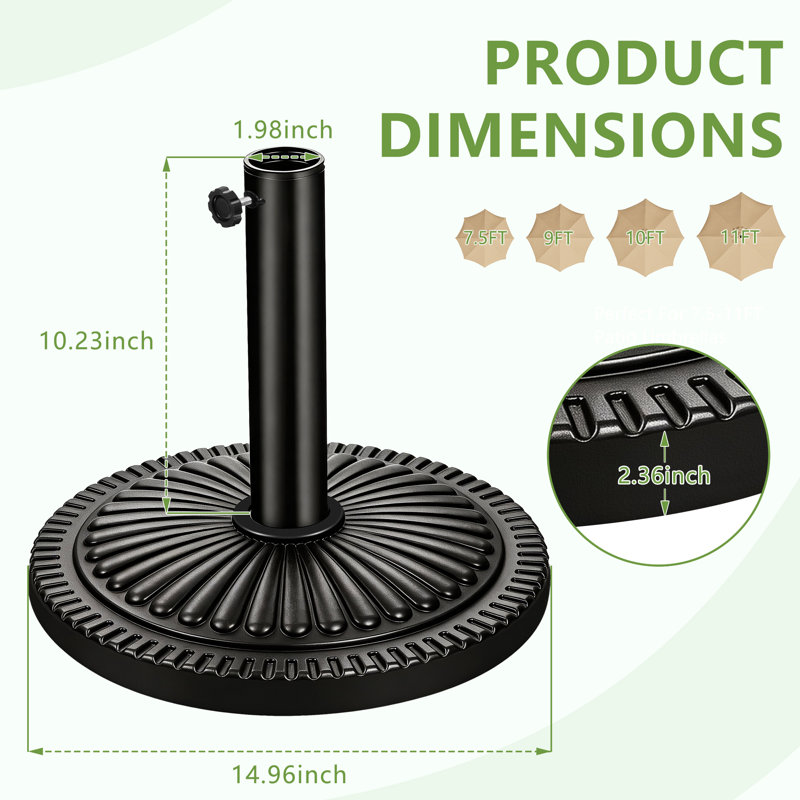 Custodia 22 Lb. Resin Free Standing Umbrella Base, Black