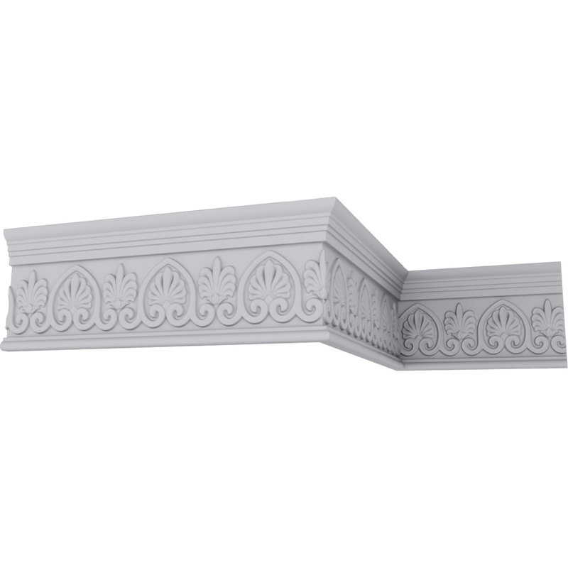 Emery Scrolled Palmelle White Polyurethane Crown Moulding