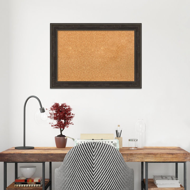 Shipwreck Black Narrow Framed Natural Cork Bulletin Board