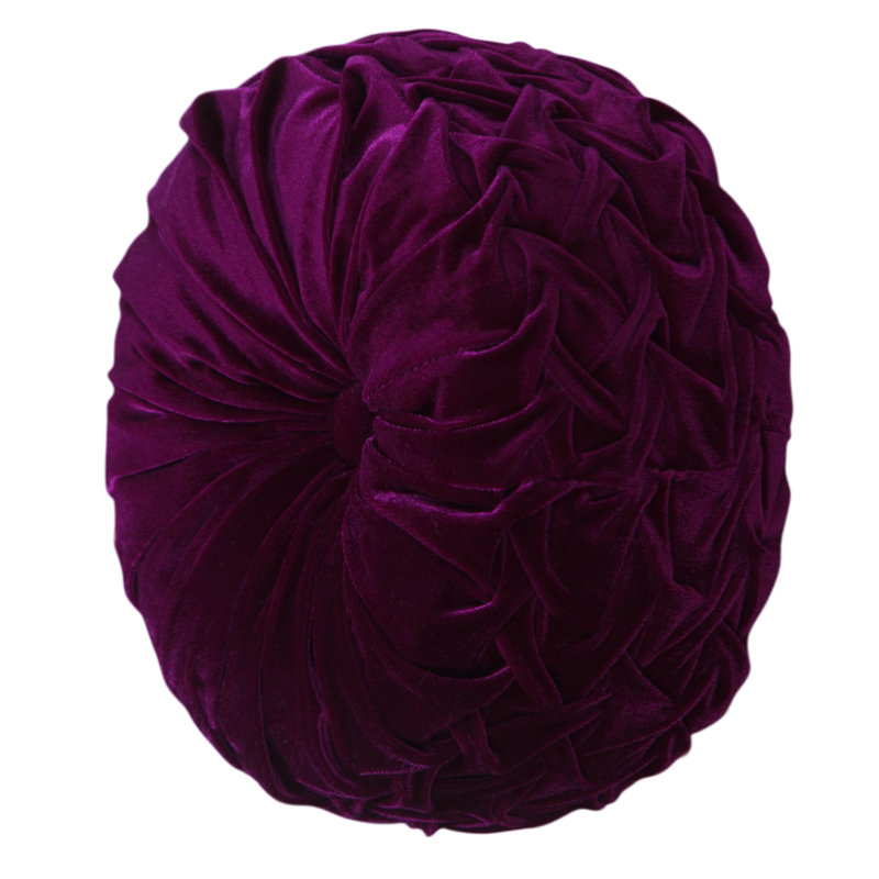 Fuschia Velvet Round Tufted Button Throw Pillow