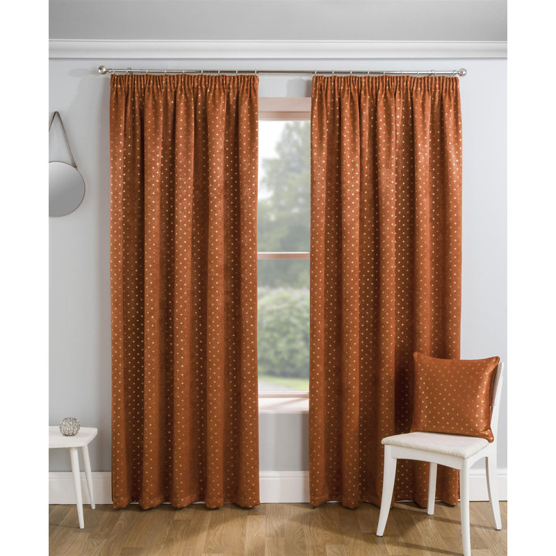 Floresita Room Darkening Curtain Pair, 168cm W x 183cm D, Spice