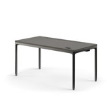 eFloat Quattro, 23 in. D x 58 in. W Sit-Stand Desk with Carbon Black Base, Carbon Black Painted Wood Top, and Black Salzburg Leather Cable Manager