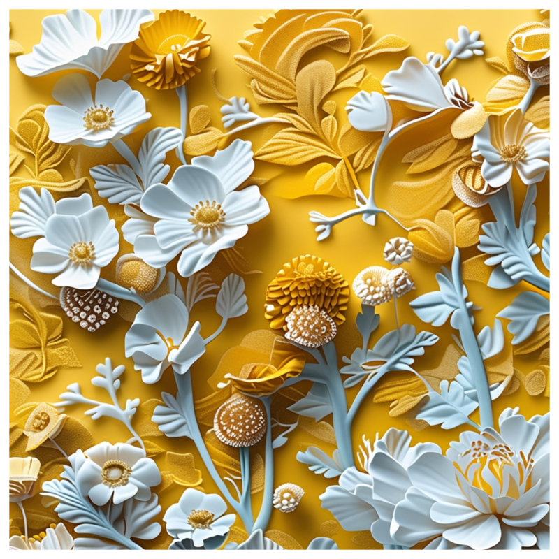 Couvertures fleurs jaunes et bleues, L 60 po x H 80 po