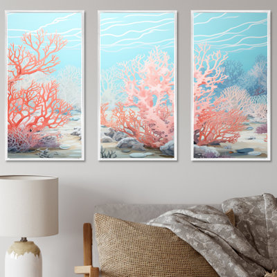 «Coastal Coral Beauty Under Water I», ensemble d'art sur toile Coastal Coral Under Water