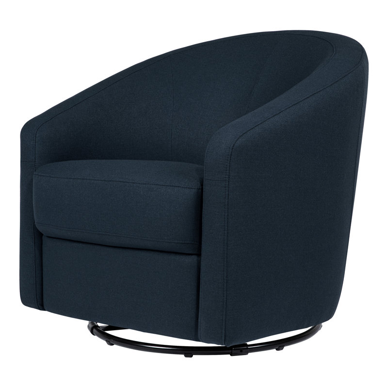 Madison Swivel Glider, Navy Blue Microsuede Fabric, Black