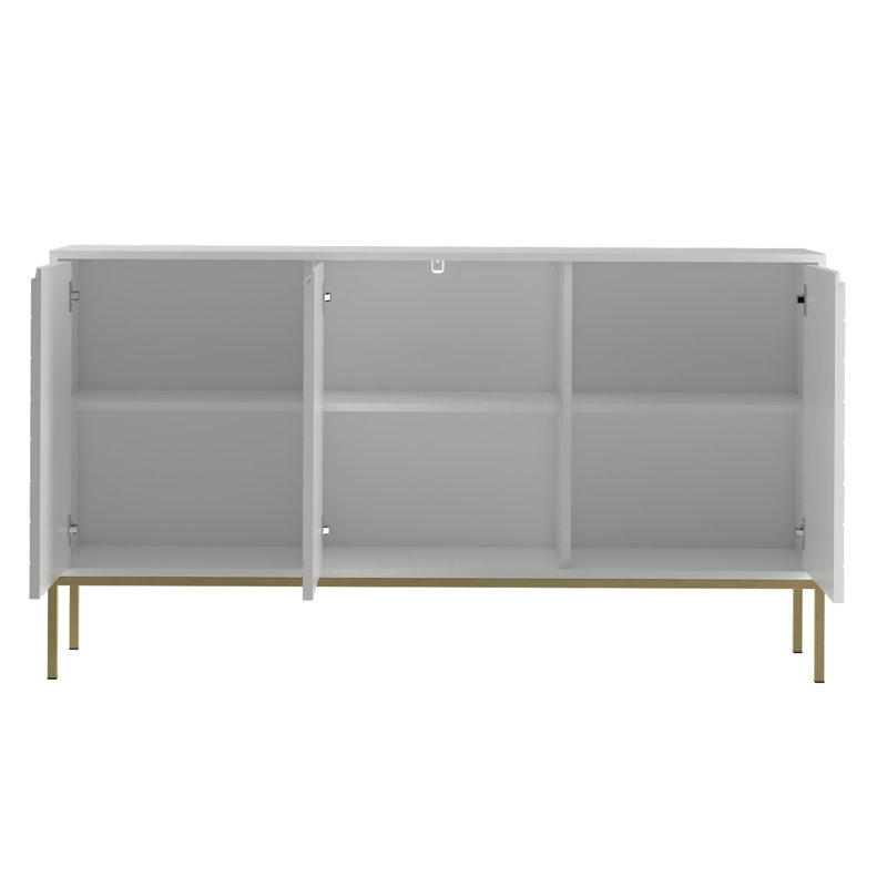 Rinor 383.54cm Sideboard, White/Gold