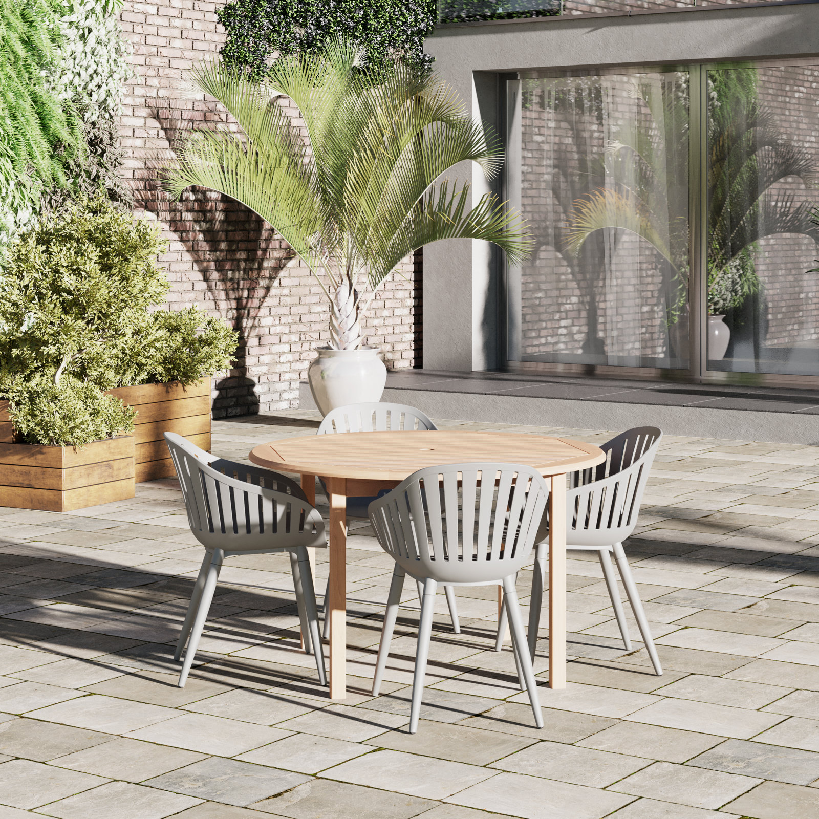 Anautica 47" Teak Patio Dining Set, Gray