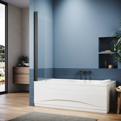 80*140*0.6cm, Easily installed tempered glass bathtub folding screen