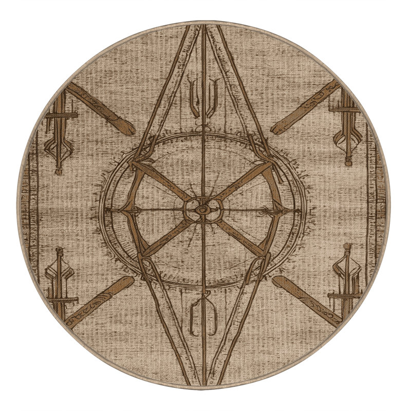  Tapis nautique lavable à motifs sextant, Rond 6 pi