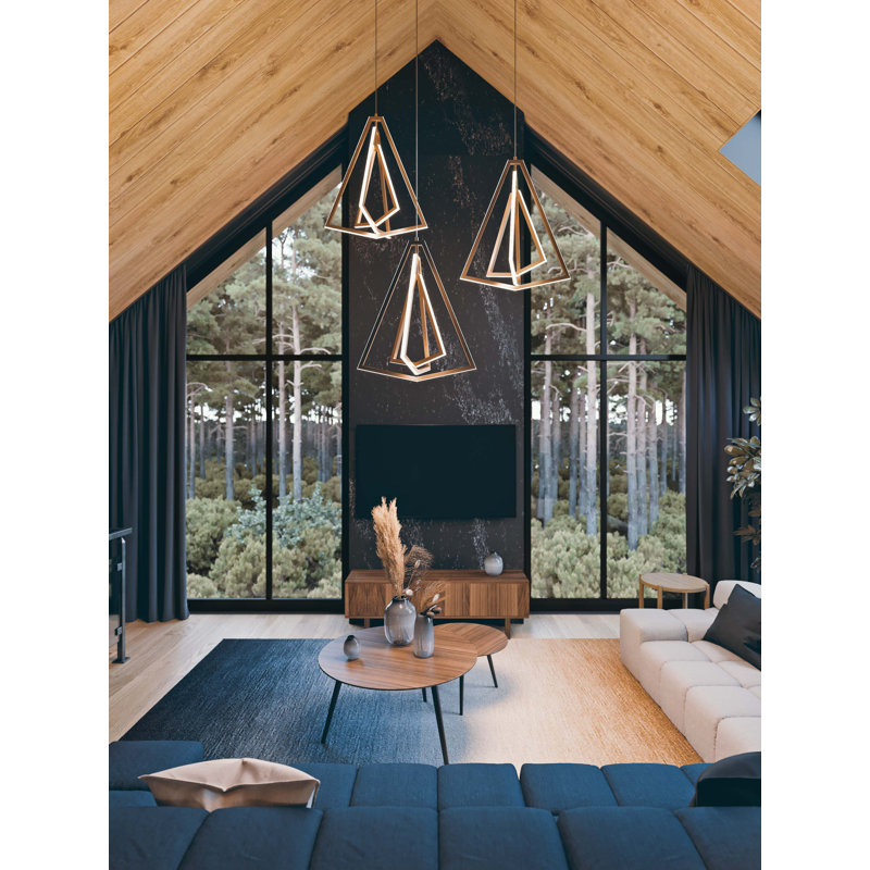 Luminaire suspendu géométrique à DEL 1 lumière Mor /, Nickel satiné