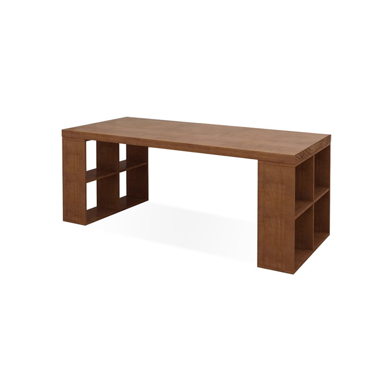 Light-walnut Rectangular Solid Wood desk, 29.53" H x 62.99" W x 23.62" D