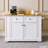 48 Inch Large Kitchen Island With Drop Leaf,power Outlet,internal Storage Rack,rolling Kitchen Storage Cart On 5 Wheels With 5 Open Side Racks For Kitchen,dining Room,white (not Include Stools)-1011188402