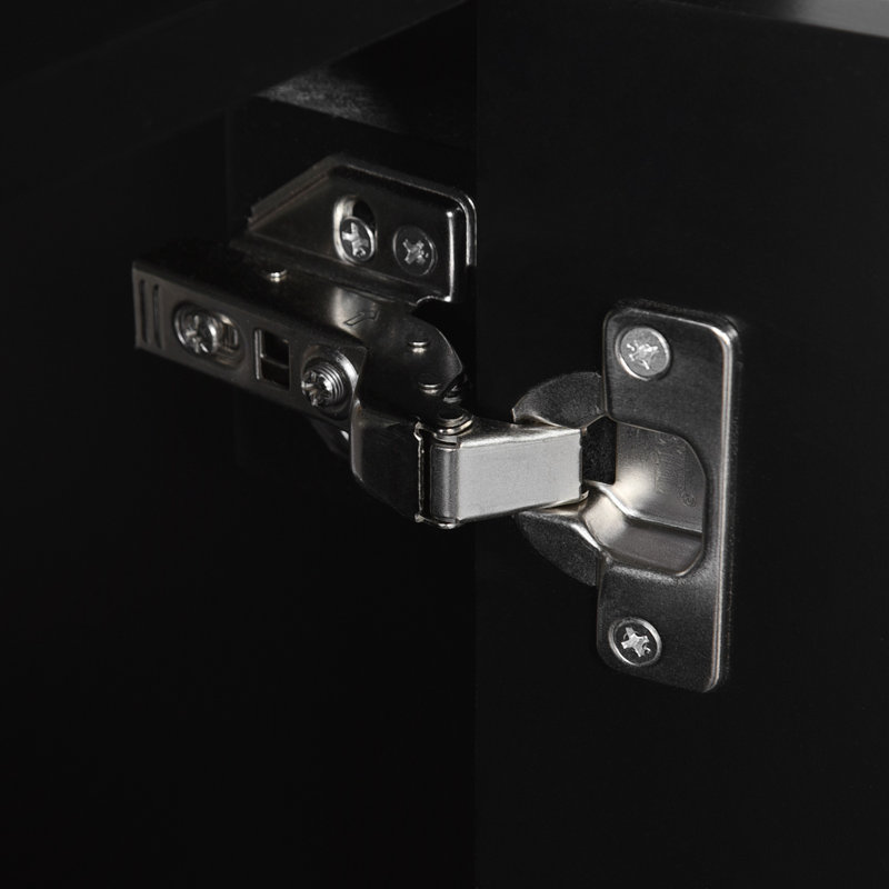 Meuble-lavabo de 20 pouces avec lavabo en céramique, porte à fermeture douce, tablette réglable et support de rangement fixé à la porte - idéal pour les petites salles de bain (noir)