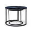 Ensemble de 2 tables basses gigognes rondes avec plateau en marbre, finition noire classique, style industriel moderne