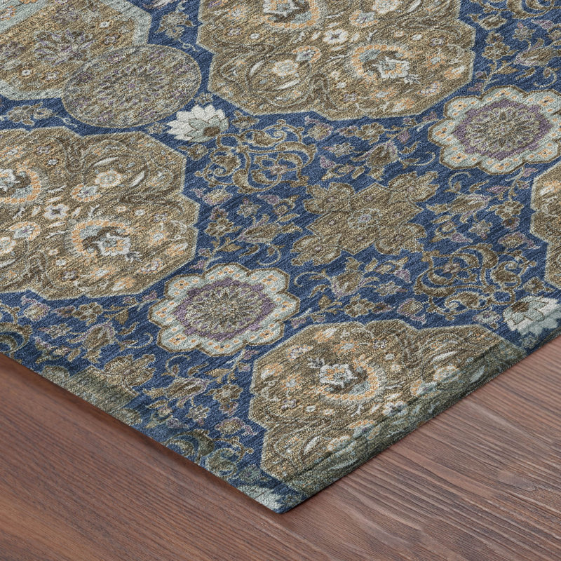 Tapis lavable à la machine intérieur / extérieur ACN2483, Marine, 10 pi x 14 pi