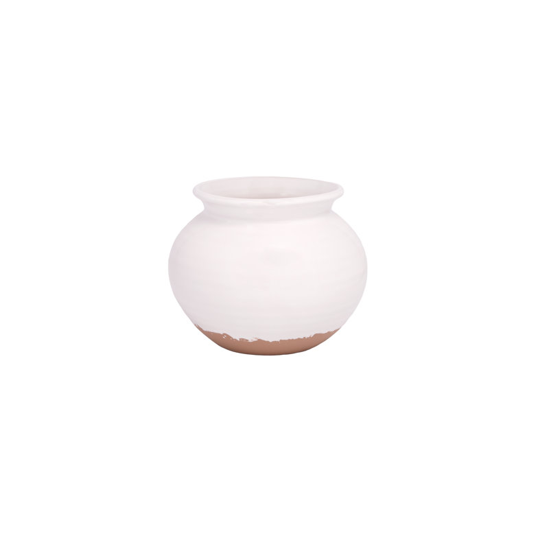 Stoneware Vase White, Overall Height- 7.75"