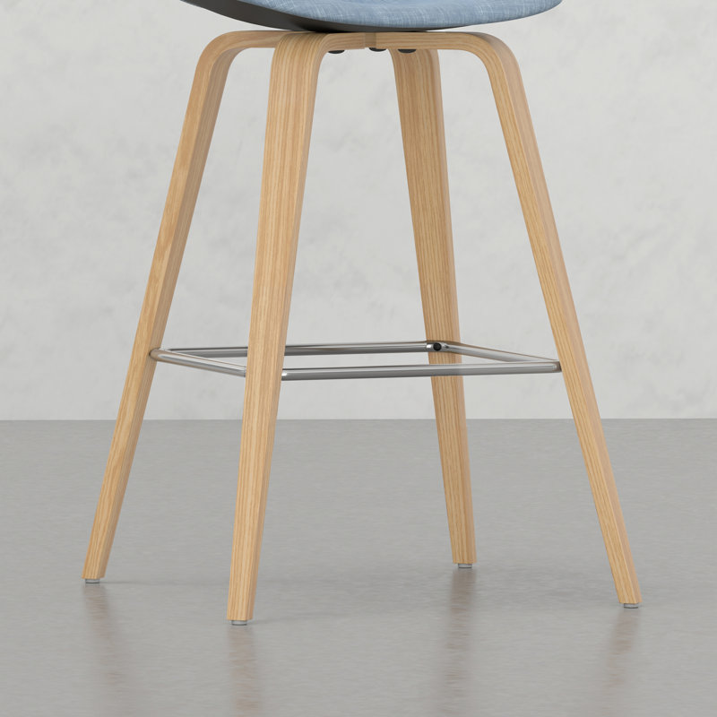 Tabouret à hauteur de comptoir / bar Harvard (ensemble de 2), Naturel, Bleu denim
