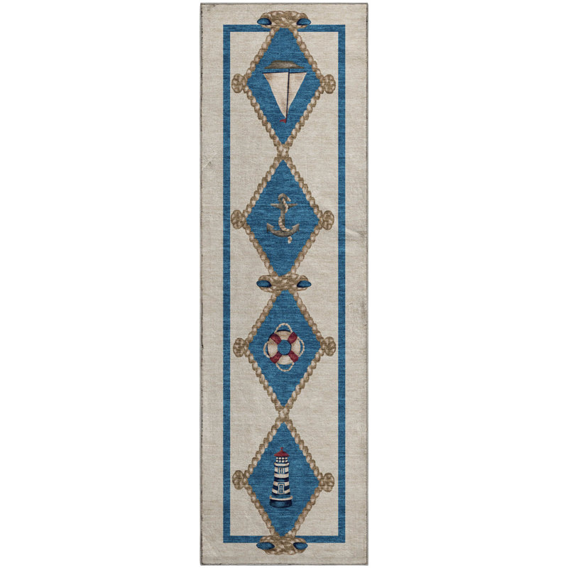 Premium Machine Washable Chikako AMF151 Ivory Rug, Runner 2'3" x 7'6"