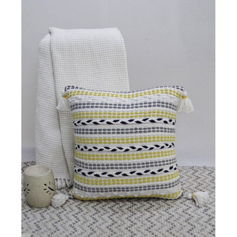 Tassels Cotton Blend Throw Pillow