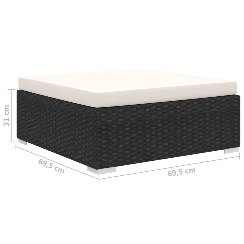 Canapé modulaire 8 pièces Andreja, Cadre noir / coussin crème