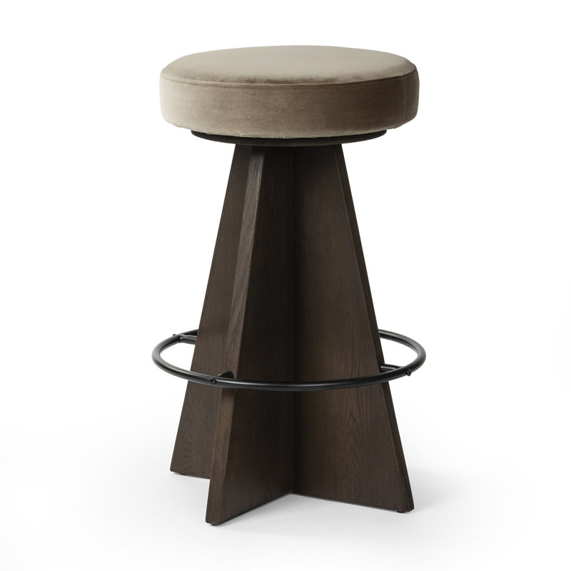 Damon Swivel Stool-Sapphire Khaki-Counter, Gray, Brown, Counter Stool (27.75" Seat Height)