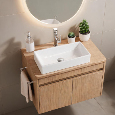 YRJ 14.18 " 10 " Tall Ceramic Bathroom Sink