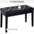Black Duet Piano Bench With Faux Leather Padding And Wooden Structure Keyboard Cushion Solid Frame For Duets