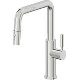 Corsano Contemporary Pull Down Kitchen Faucet with Button Sprayer Quad Spout and ST Series Handle