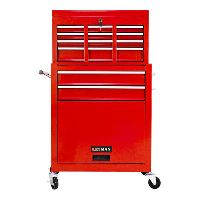 High Capacity Rolling Tool Chest with Wheels and Drawers, 8-Drawer Tool Storage Cabinet--RED