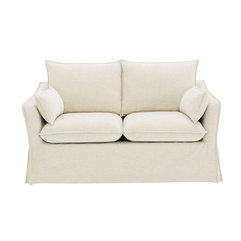 Causeuse en lin beige avec 2 coussins