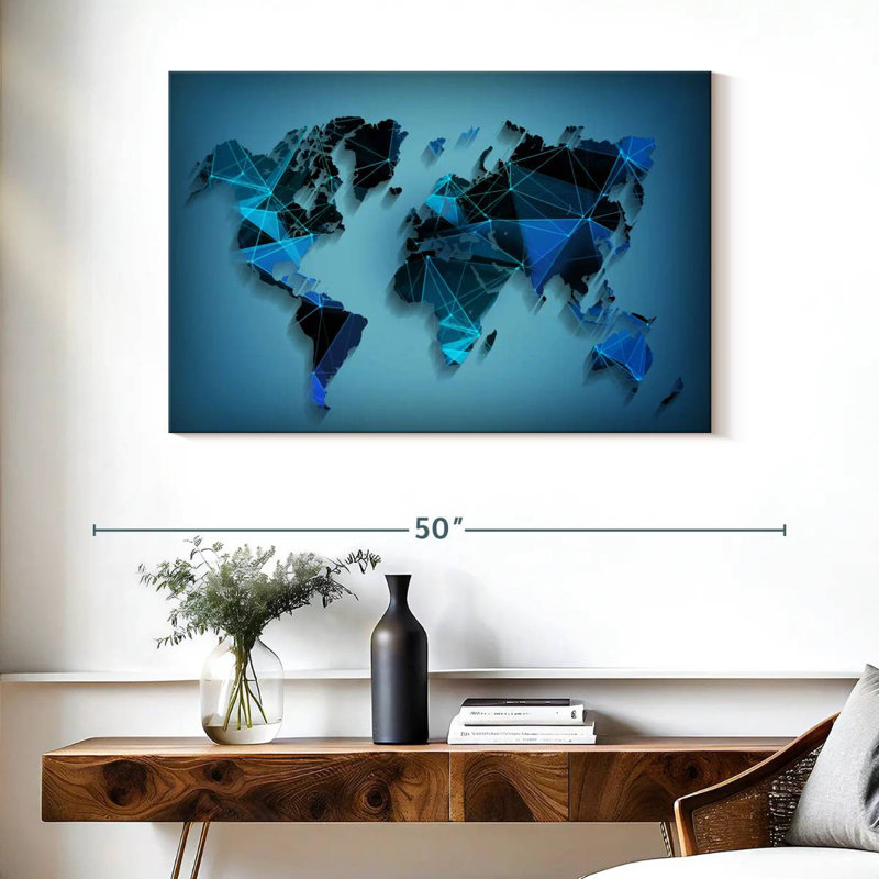 Aliaz Network Technology World Map, 26" H x 39" W