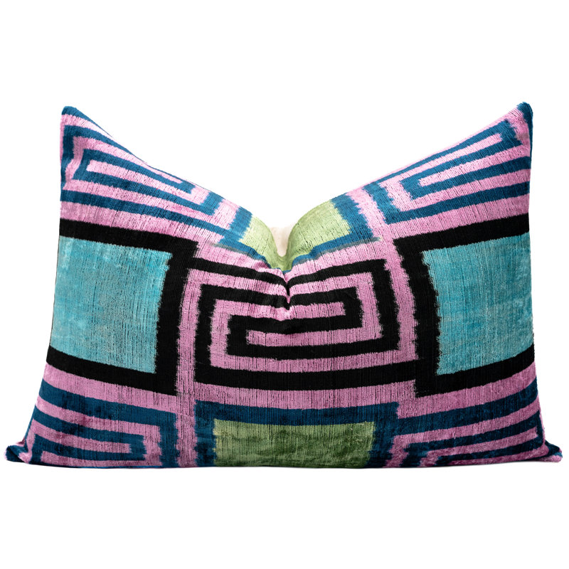 Plaid and Geometric Feather Throw Pillow